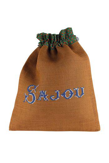 MAISON SAJOU Cross Stitch Drawstring Bag Kit ~ Cat and Dog Motif, Made in France