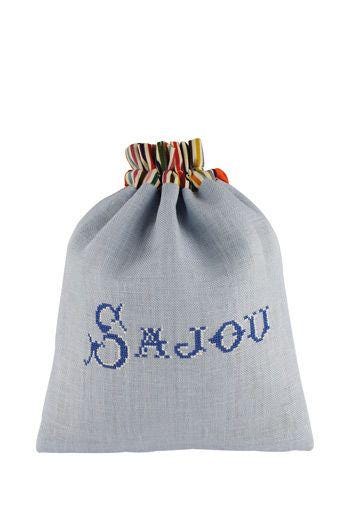 MAISON SAJOU Cross Stitch Drawstring Bag Kit ~ Embroidery Girls Motif, Made in France