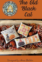 ANNIE BEEZ Folk Art "The Old Black Cat" Counted Cross Stitch Pattern, Chart, Needlework, Pattern Only