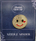 KINGSLAND NEEDLE MINDER ~ Rhinestone Smiley Face Needle Minder, Needle Dock, Swarovski Crystal Enamel Magnet, Needle Garage, Needleminder