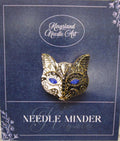 KINGSLAND NEEDLE MINDER ~ Vintage Style Rhinestone Cat Face Needle Minder, Needle Dock, Enamel, Magnet, Needle Garage, Needleminder