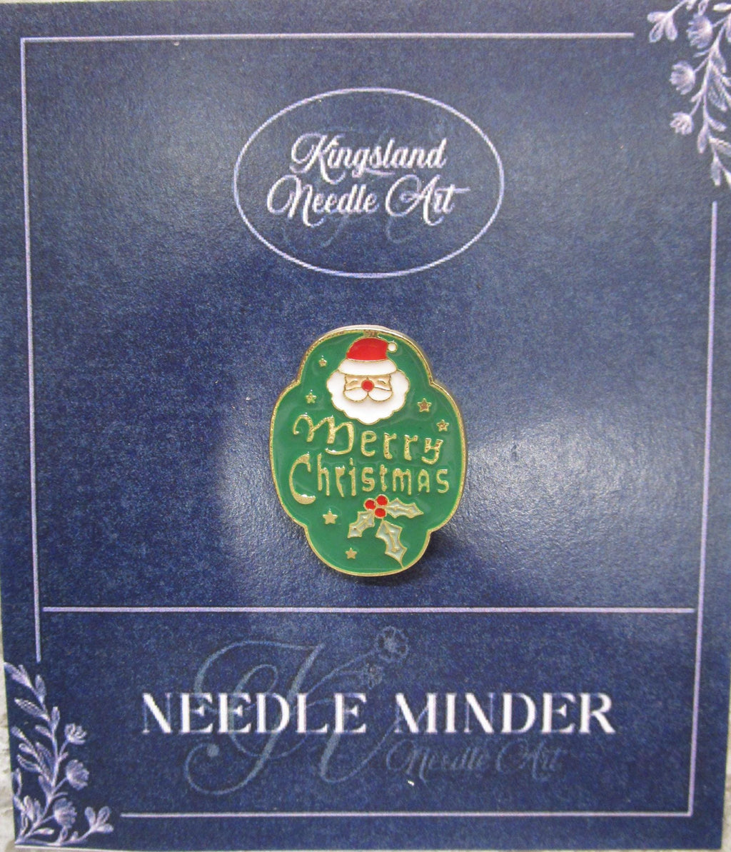 KINGSLAND NEEDLE MINDER ~ Merry Christmas Badge Needle Minder, Needle Dock, Enamel, Magnet, Needle Garage, Needleminder