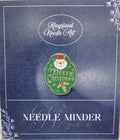 KINGSLAND NEEDLE MINDER ~ Merry Christmas Badge Needle Minder, Needle Dock, Enamel, Magnet, Needle Garage, Needleminder