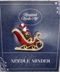 KINGSLAND NEEDLE MINDER ~ Red Sleigh Enamel & Rhinestone Needle Minder, Needle Dock, Multi-Dimensional, Magnet, Needle Garage, Needleminder