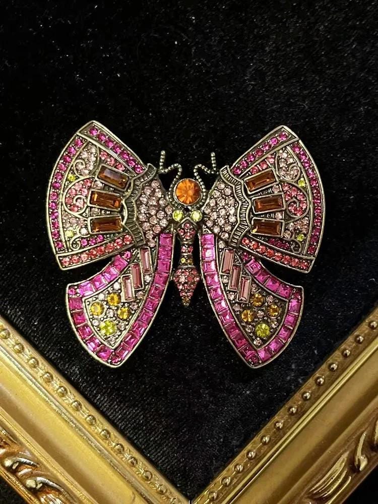 BROOCH ~ Vintage-Style Butterfly Crystal Brooch ~ Gold Tone ~ Jewelry, Holidays, Great Gift Idea, Pin