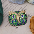 BROOCH ~ Vintage-Style Owl Enamel & Crystal Brooch ~ Gold Tone ~ Jewelry, Holidays, Great Gift Idea, Pin