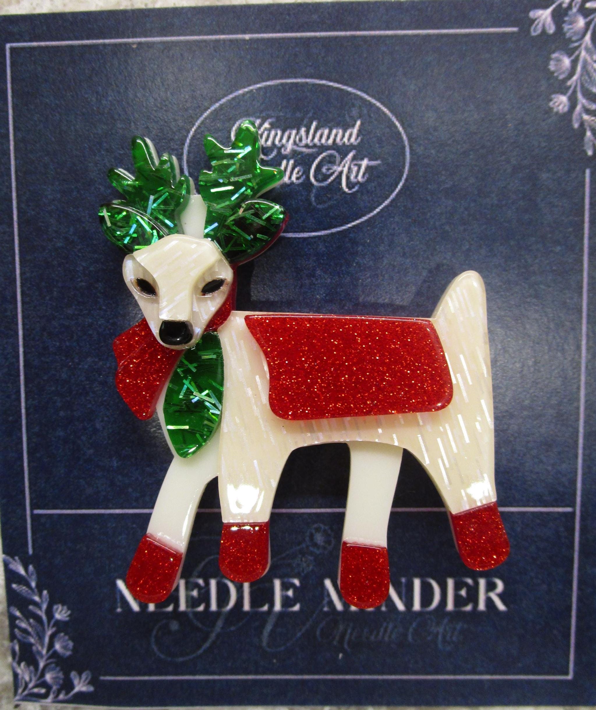 KINGSLAND NEEDLE MINDER ~ Christmas Reindeer Acrylic Needle Minder, Needle Dock, Multi-Dimensional, Magnet, Needle Garage, Needleminder
