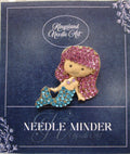 KINGSLAND NEEDLE MINDER ~ Little Mermaid Pink Hair Needle Minder, Gold Tone, Needle Dock, Rhinestone and enamel finish, Magnet, Needleminder