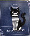 KINGSLAND NEEDLE MINDER ~ Striped Black Cat Acrylic Needle Minder, Needle Dock, Multi-Dimensional, Magnet, Needle Garage, Needleminder