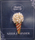 KINGSLAND NEEDLE MINDER ~ Ice Cream Cone Needle Minder, Needle Dock, Enamel, Rhinestones, Pearls, Magnet, Needle Garage, Needleminder