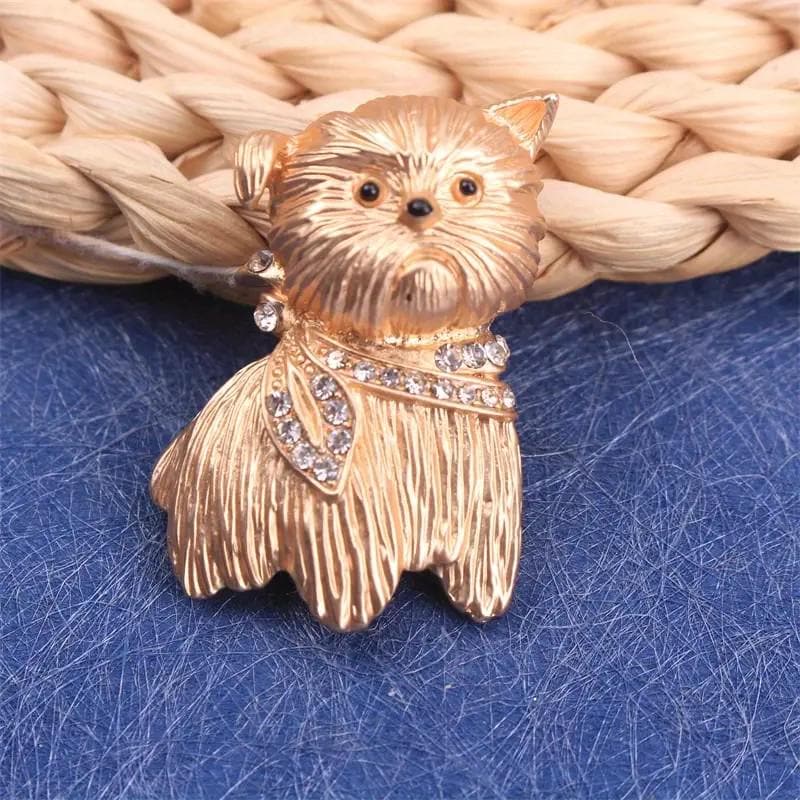 KINGSLAND NEEDLE MINDER ~ Terrier Dog Needle Minder, Gold Tone, Needle Dock, Enamel and Rhinestone, Magnet Needle Garage, Needleminder