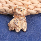 KINGSLAND NEEDLE MINDER ~ Terrier Dog Needle Minder, Gold Tone, Needle Dock, Enamel and Rhinestone, Magnet Needle Garage, Needleminder