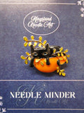 KINGSLAND NEEDLE MINDER ~ Black Cat In Bowl Needle Minder, Needle Dock, Sparkling Rhinestones, Enamel Magnet, Needle Garage, Needleminder