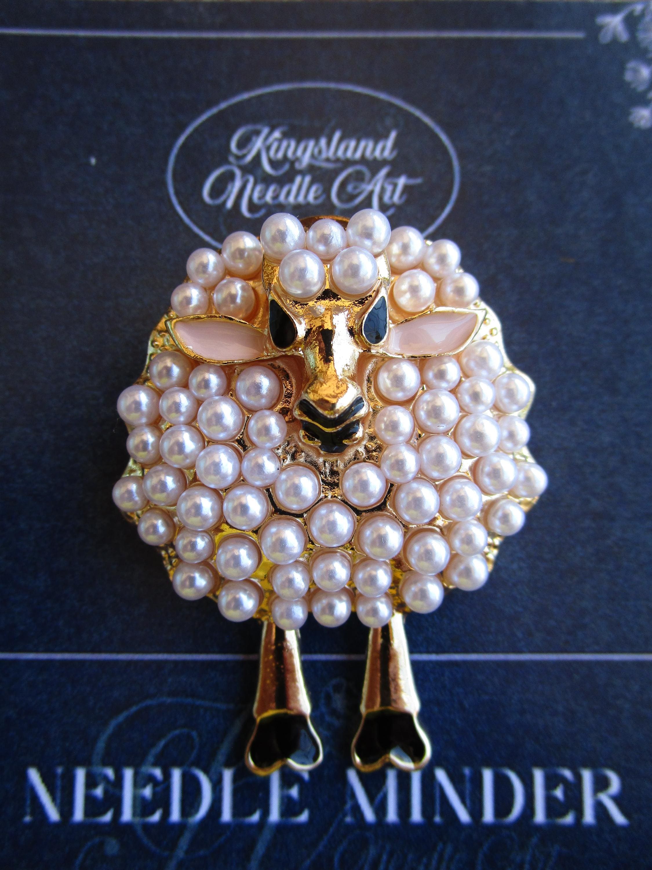 KINGSLAND NEEDLE MINDER ~ Sheep with Pearls Needle Minder, Needle Dock, Needle Nanny, Canvas Magnet, Needle Garage, Needleminder