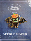 KINGSLAND NEEDLE MINDER ~ Enamel Bat & Pumpkin Needle Minder, Needle Dock, Halloween, Enamel Magnet, Needle Garage, Needleminder