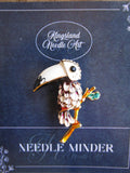 KINGSLAND NEEDLE MINDER ~ Parrot Needle Minder, Needle Dock, Swarovski Crystal Enamel Magnet, Needle Garage, Needleminder