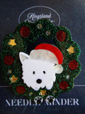 KINGSLAND NEEDLE MINDER ~ Scottie Dog in Wreath Acrylic Needle Minder, Needle Dock, Multi-Dimensional, Magnet, Needle Garage, Needleminder