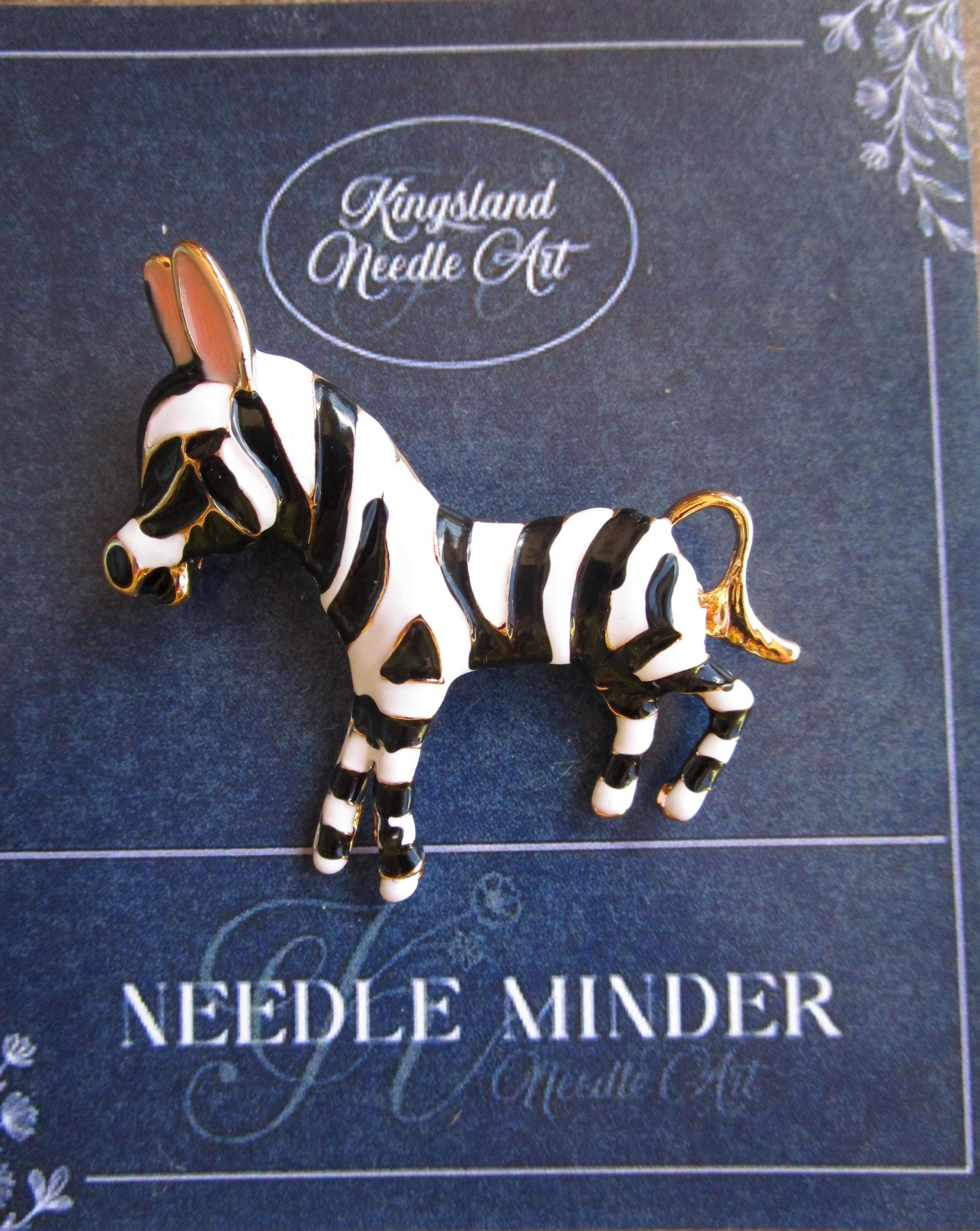 KINGSLAND NEEDLE MINDER ~ Adorable Zebra Needle Minder, Needle Dock, Sparkling Rhinestones, Enamel Magnet, Needle Garage, Needleminder
