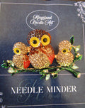 KINGSLAND NEEDLE MINDER ~ The Owl Family Needle Minder, Needle Dock, Swarovski Crystal Enamel Magnet, Needle Garage, Needleminder