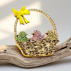 KINGSLAND NEEDLE MINDER ~ Basket of Chicks Needle Minder, Colorful Easter Basket, Needle Dock, Rhinestone and Enamel, Magnet, Needleminder