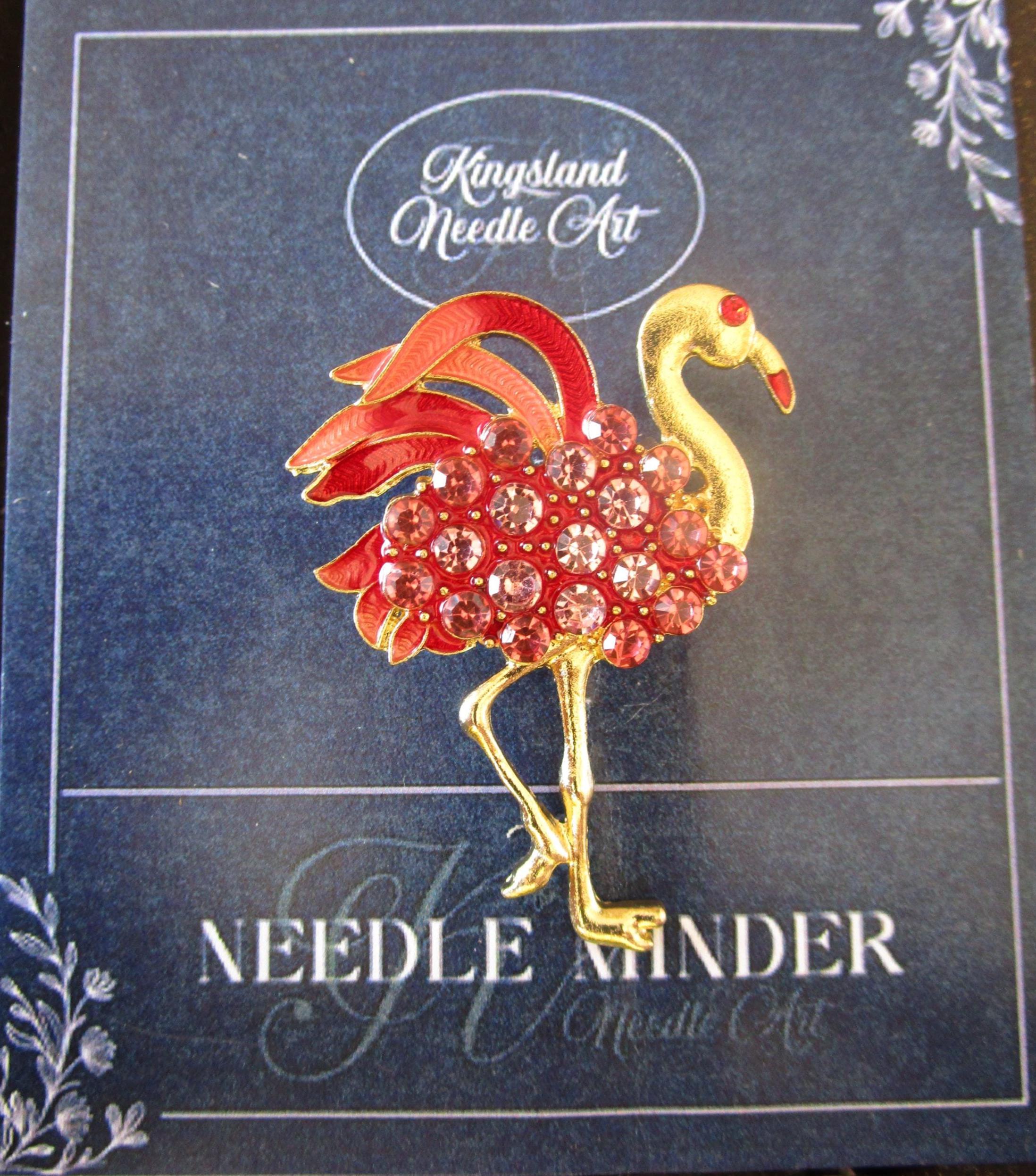 KINGSLAND NEEDLE MINDER ~ Pink Flamingo Needle Minder, Needle Dock, Needle Nanny, Magnet, Needle Garage, Needleminder