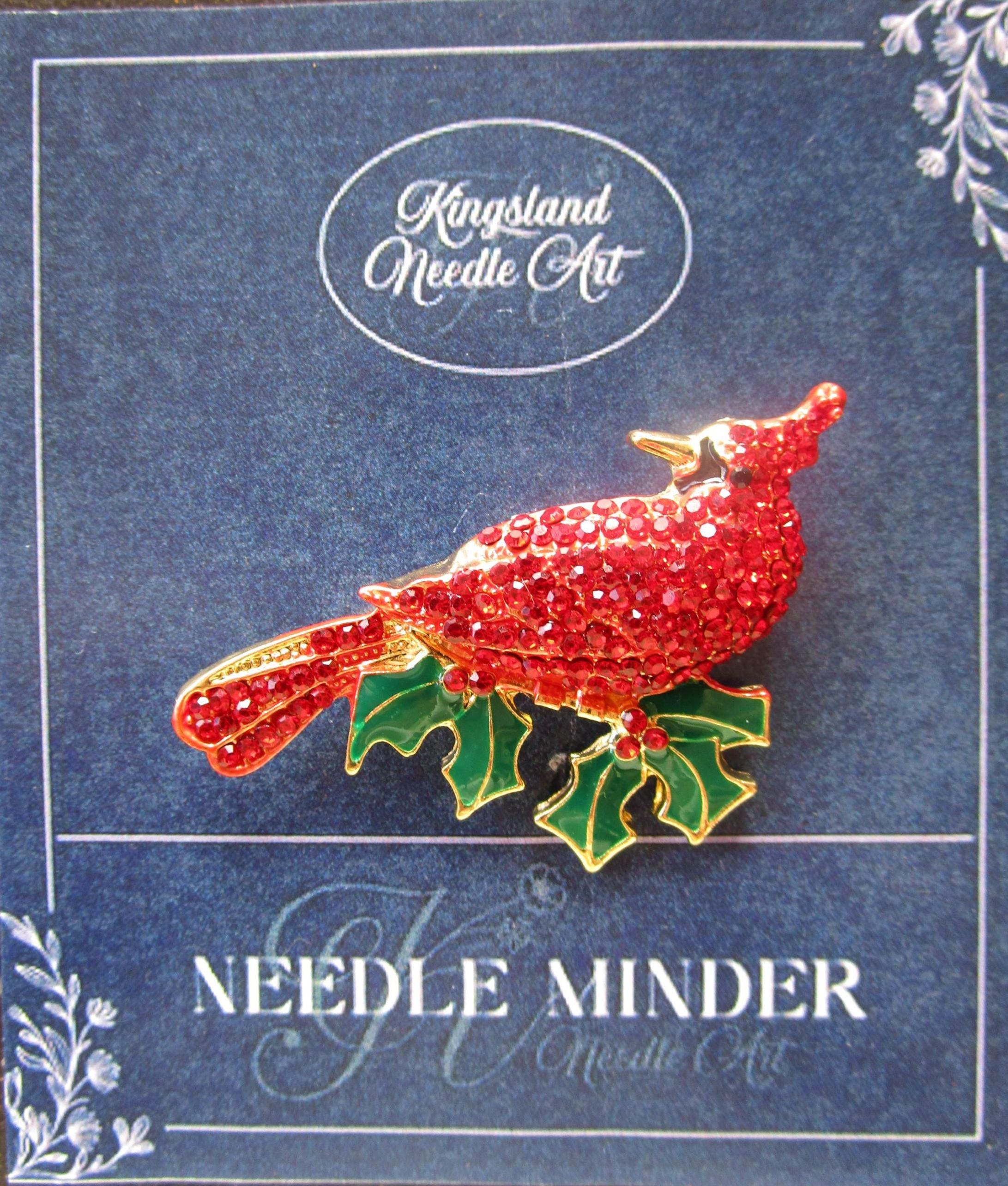 KINGSLAND NEEDLE MINDER ~ Red Christmas Cardinal Needle Minder, Needle Dock, Needle Nanny, Magnet, Needle Garage, Needleminder