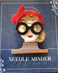 KINGSLAND NEEDLE MINDER ~ Red Striped Turtleneck Girl Acrylic Needle Minder, Needle Dock, Multi-Dimensional, Magnet, Needleminder