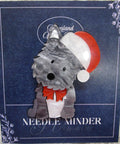 KINGSLAND NEEDLE MINDER ~ Gray Dog in Santa Hat Acrylic Needle Minder, Needle Dock, Multi-Dimensional, Magnet, Needle Garage, Needleminder