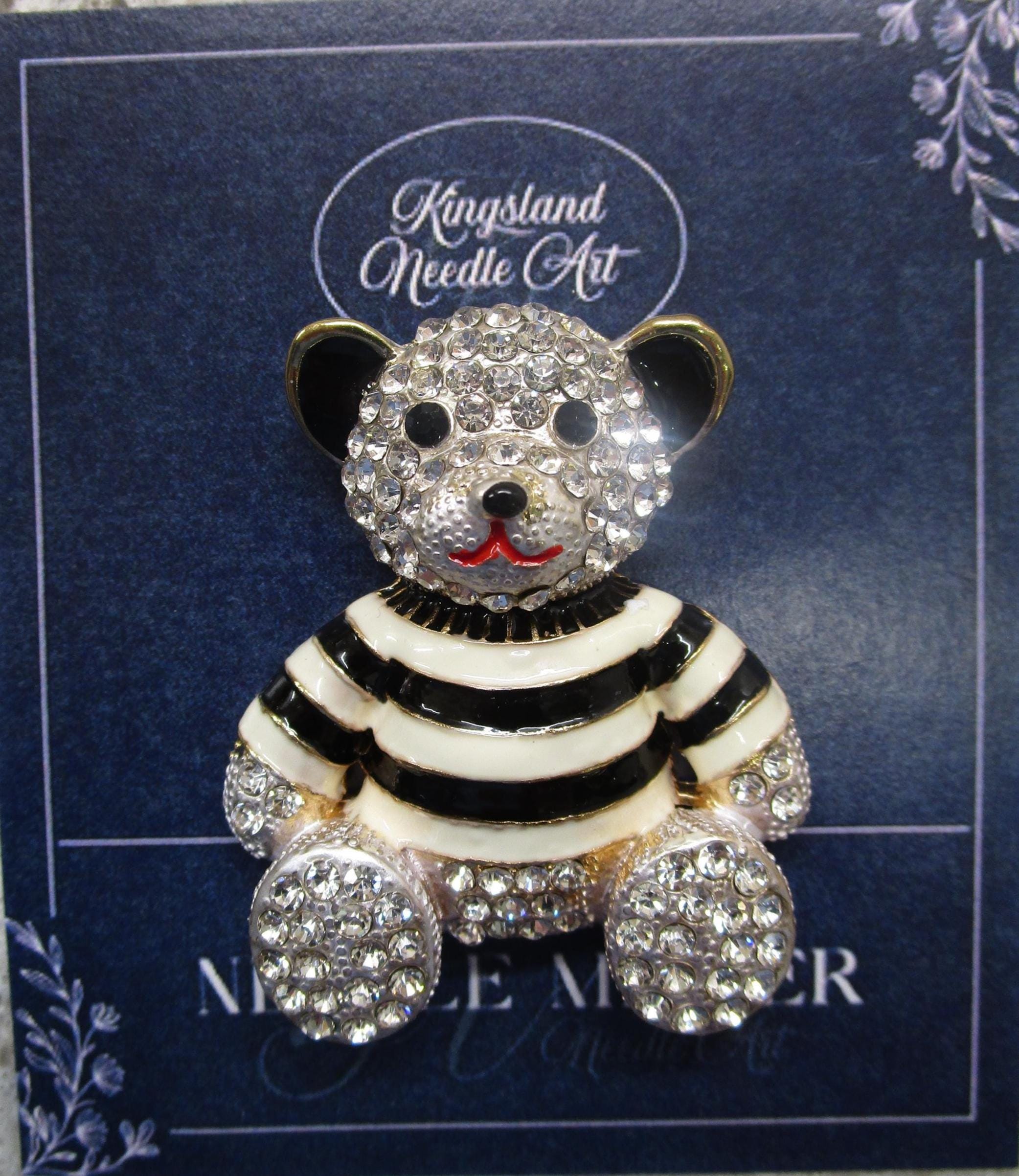 KINGSLAND NEEDLE MINDER ~ Teddy with Black Stripes Needle Minder, Needle Dock, Canvas Magnet, Needle Garage, Needleminder