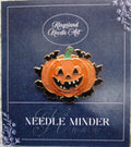 KINGSLAND NEEDLE MINDER ~ Pumpkin with Flying Bats Needle Minder, Needle Dock, Enamel, Magnet, Needle Garage, Needleminder