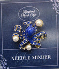 KINGSLAND NEEDLE MINDER ~ Dark Blue Pearl Octopus Needle Minder, Needle Dock, Swarovski Crystal Enamel Magnet, Needle Garage, Needleminder