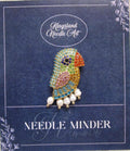 KINGSLAND NEEDLE MINDER ~ Parrot Bird Needle Minder, Needle Dock, Rhinestone Enamel, Magnet, Needle Garage, Needleminder