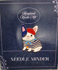 KINGSLAND NEEDLE MINDER ~ Boston Terrier Dog Enamel Needle Minder, Needle Dock, Magnet, Needle Garage, Needleminder