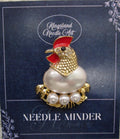KINGSLAND NEEDLE MINDER ~ Nesting Hen Needle Minder, Needle Dock, Enamel, Magnet, Needle Garage, Needleminder