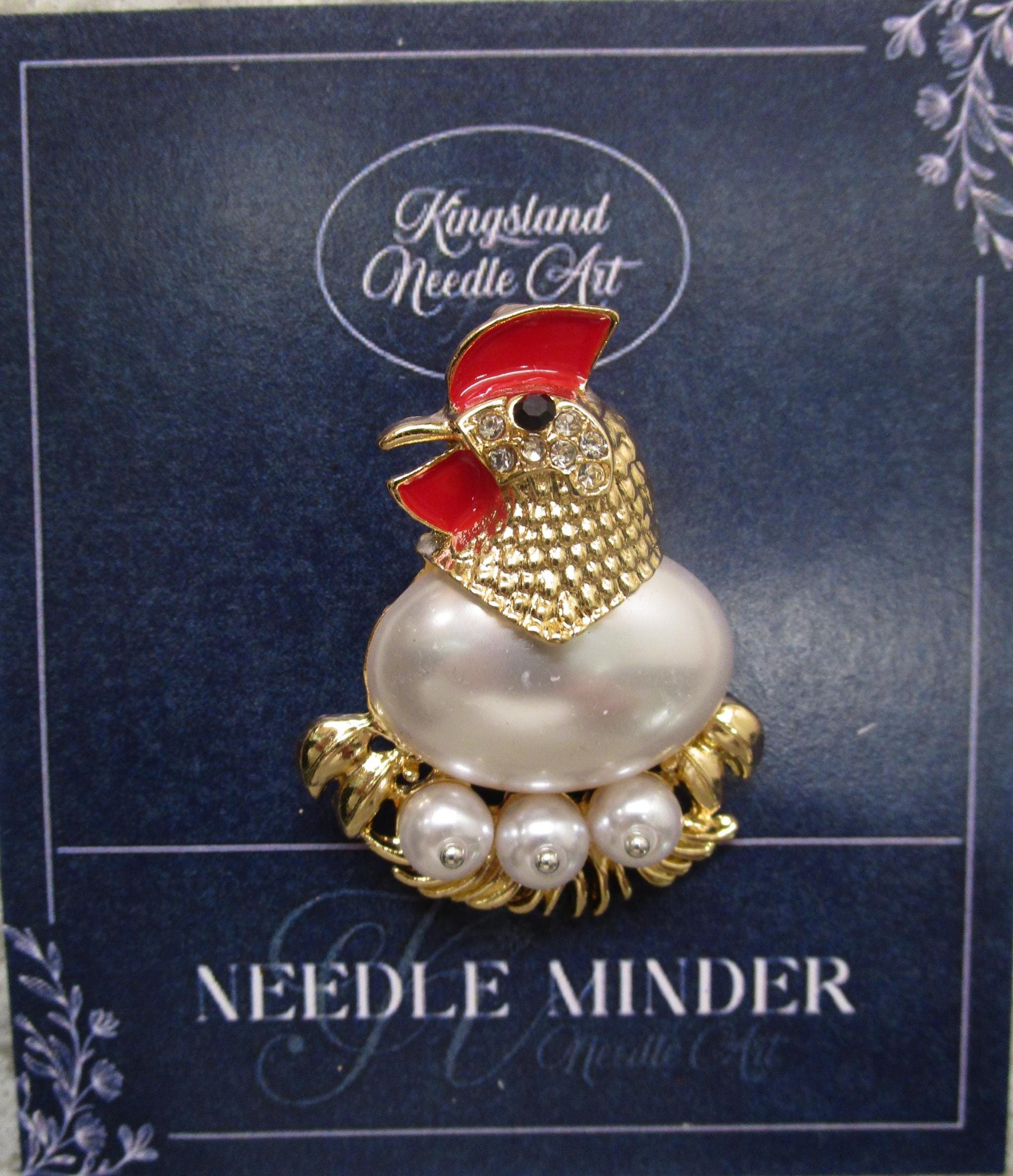 KINGSLAND NEEDLE MINDER ~ Nesting Hen Needle Minder, Needle Dock, Enamel, Magnet, Needle Garage, Needleminder