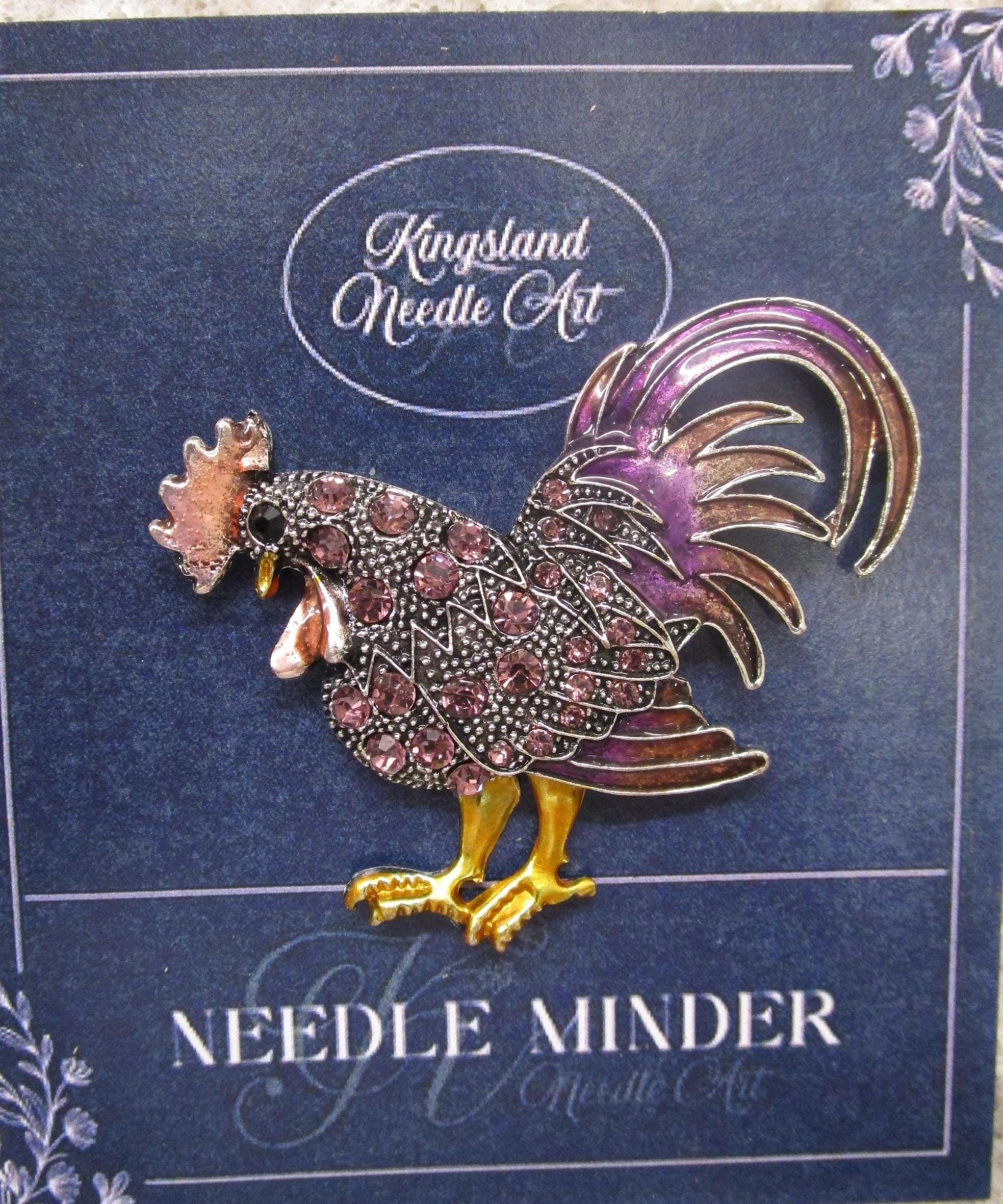 KINGSLAND NEEDLE MINDER ~ Purple Rooster Needle Minder, Needle Dock, Needle Nanny, Canvas Magnet, Needle Garage, Needleminder
