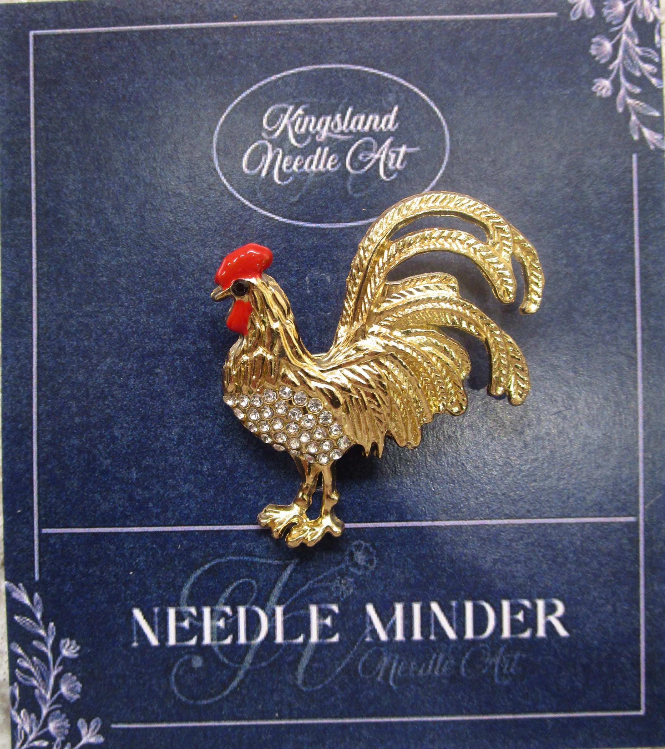 KINGSLAND NEEDLE MINDER ~ Rooster Needle Minder, Needle Dock, Needle Nanny, Swarovski Crystal Enamel Magnet, Needle Garage, Needleminder