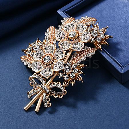 BROOCH ~ Beautiful Flower Brooch ~ Rhinestones, Pearlized Glass Pearls ~ Gold Tone ~ Jewelry, Holidays, Great Gift Idea, Pin