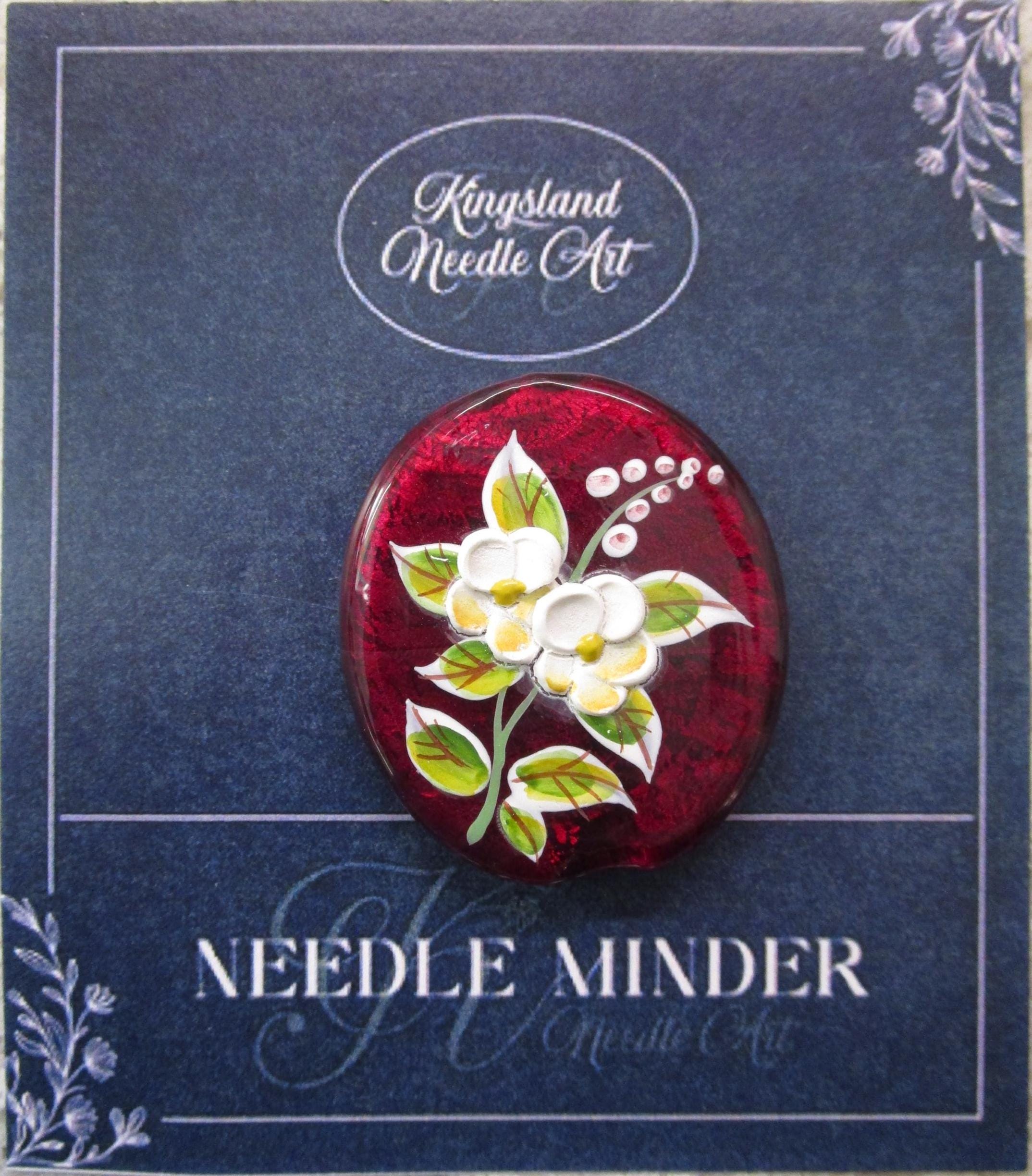KINGSLAND NEEDLE MINDER ~ Exquisite 3D Murano Glass Hand Painted Porcelain Flowers Needle Minder, Magnet, Needle Dock, Needleminder