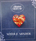 KINGSLAND NEEDLE MINDER ~ Murano Glassl Heart ~ Murano Glass Lampwork, Red Gold Aventurina Swirl, Needle Dock, Needleminder,