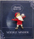 KINGSLAND NEEDLE MINDER ~ Christmas Santa Claus Needle Minder, Needle Dock, Inlaid Swarovski Crystals, Enamel, Magnet, Needleminder
