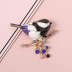 KINGSLAND NEEDLE MINDER ~ Black Cap Chickadee Bird Needle Minder, Needle Dock, Sparkling Rhinestones, Enamel, Magnet, Needleminder