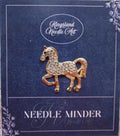 KINGSLAND NEEDLE MINDER ~ Gold & Rhinestone Horse Needle Minder, Needle Dock, Magnet, Needle Garage, Needleminder