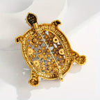 BROOCH ~ Multicolored Faux Pearl and Rhinestone Turtle Brooch ~ Gold Tone ~ Jewelry, Holidays, Great Gift Idea, Pin