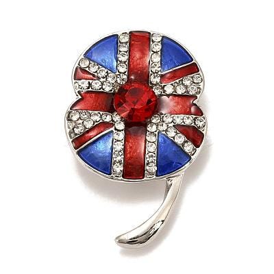 BROOCH ~ Rhinestone Poppy Brooch Flower ~ Silver Tone ~ Jewelry, Holidays, Great Gift Idea, Pin