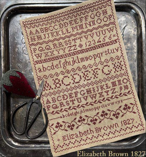 THE SCARLETT HOUSE "Elizabeth Brown 1827" Counted Cross Stitch Pattern, Antique Reproduction Sampler, Pattern Only