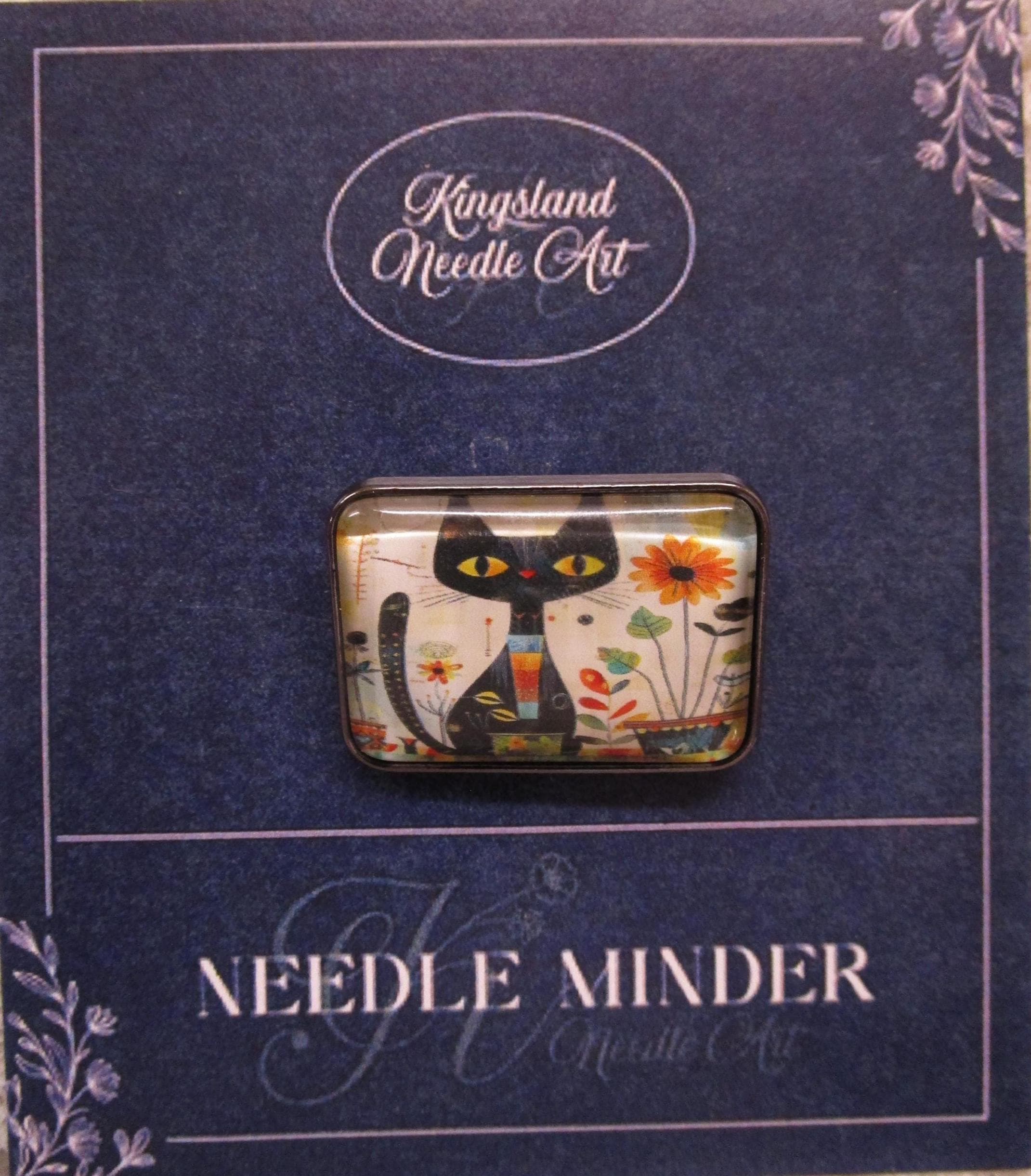 KINGSLAND NEEDLE MINDER ~ Black Cat Needle Minder, Needle Dock, Enamel, Magnet, Needle Garage, Needleminder
