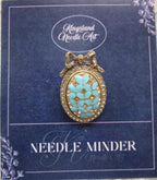 KINGSLAND NEEDLE MINDER ~ Blue Bow Needle Minder, Needle Dock, Enamel and Rhinestone, Magnet Needle Garage, Needleminder