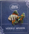 KINGSLAND NEEDLE MINDER ~ Orange & Green Fish Needle Minder, Needle Dock, Swarovski Crystal Enamel Magnet, Needle Garage, Needleminder