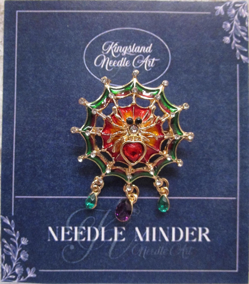KINGSLAND NEEDLE MINDER ~ Spider Web Needle Minder, Needle Dock, Swarovski Crystal Enamel Magnet, Needle Garage, Needleminder